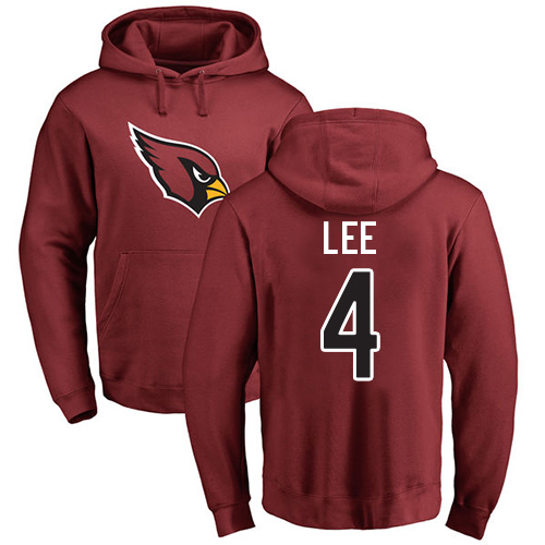 Arizona Cardinals Men Maroon Andy Lee Name And Number Logo NFL Football #4 Pullover Hoodie Sweatshirts